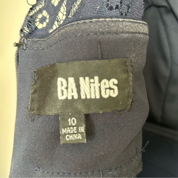 BA Nites Gorgeous V Neck Lace Top Body Con Dress Bandage Skirt Navy Size 10 - Picture 7 of 9